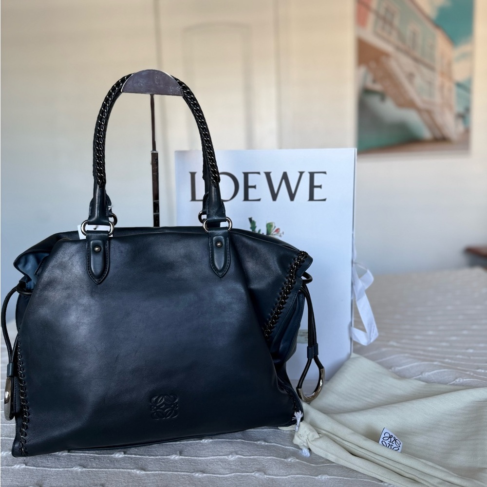 Loewe Blue Leather Tote Bag
